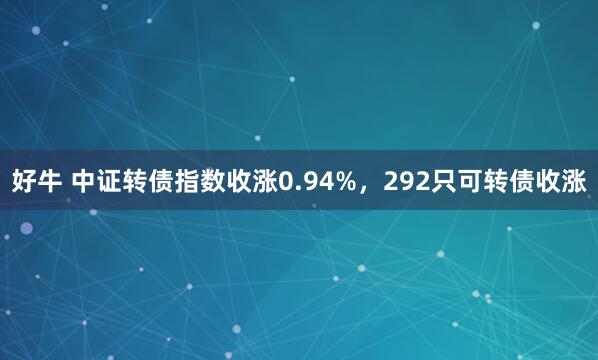 好牛 中证转债指数收涨0.94%，292只可转债收涨