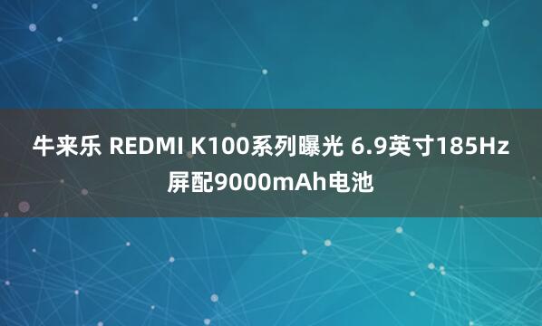 牛来乐 REDMI K100系列曝光 6.9英寸185Hz屏配9000mAh电池